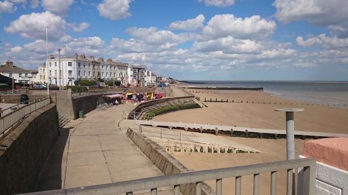 Standing above the lifeguard station looking across at how stunning Walton on the Naze is